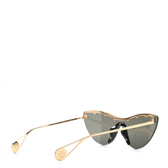 GUCCI  Metal Rimless Star Studded 90mm Cat Eye GG0666S Sunglasses Black Gold - Picture 8 of 13
